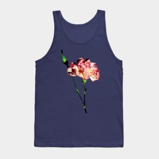 Carnations - Pink and White Carnation with Bud Tank Top